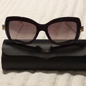 Cartier Women's Burgundy frame  Gold panther Sunglasses